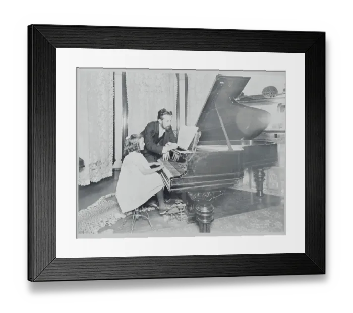 Framed Print : Music Teacher with Student at the Piano Framed Print : Music Teacher with Student at the Piano