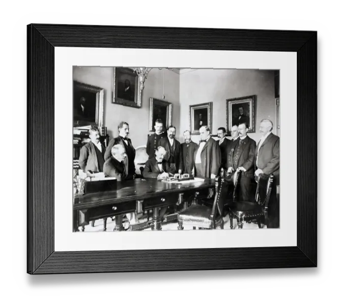 Framed Print : Mckinley Watching Signing Of Peace Framed Print : Mckinley Watching Signing Of Peace