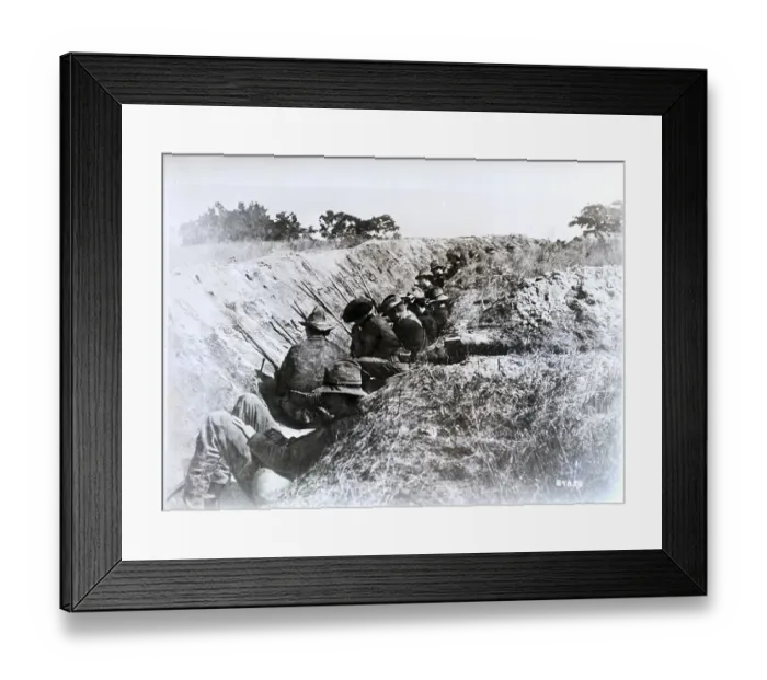 Framed Print : Soldiers in Trenches in War with Cuba