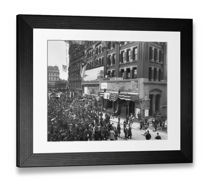 Framed Print : Crowd Reads News Boards at Tribune Building Framed Print : Crowd Reads News Boards at Tribune Building