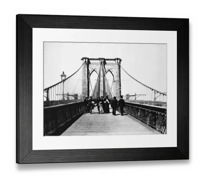 Framed Print : People Strolling Along the Brooklyn Bridge Framed Print : People Strolling Along the Brooklyn Bridge