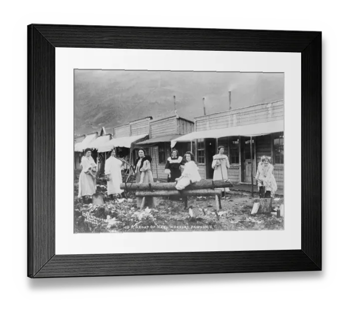 Framed Print : Women Sawing Logs in Dawson Framed Print : Women Sawing Logs in Dawson