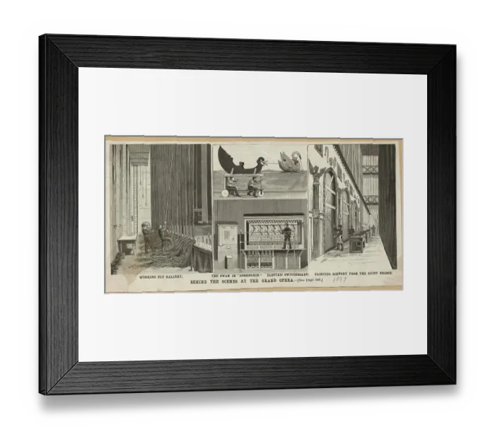 Framed Print : Workers Operating Hidden Stage Mechanisms Framed Print : Workers Operating Hidden Stage Mechanisms