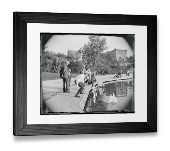 Framed Print : Children Playing with Sailing Boats