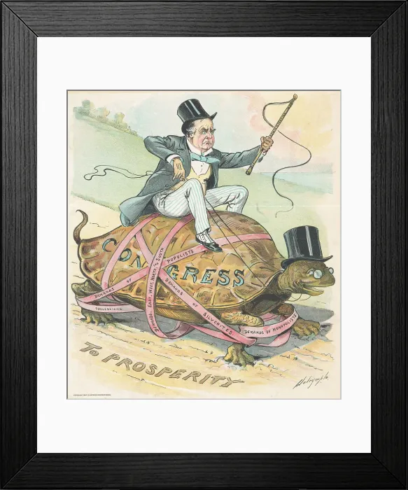 Framed Print : Cartoon of President William McKinley Overriding Congress Framed Print : Cartoon of President William McKinley Overriding Congress