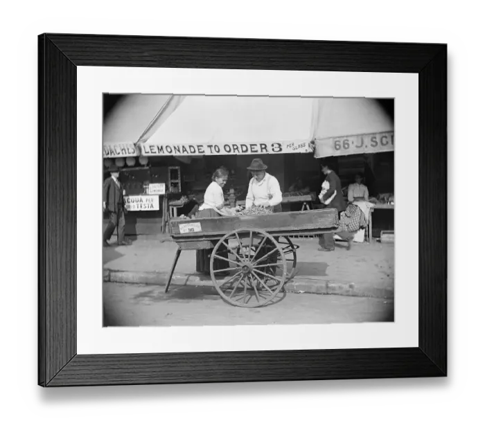Framed Print : Huckster On Street W / Pushcart Framed Print : Huckster On Street W / Pushcart