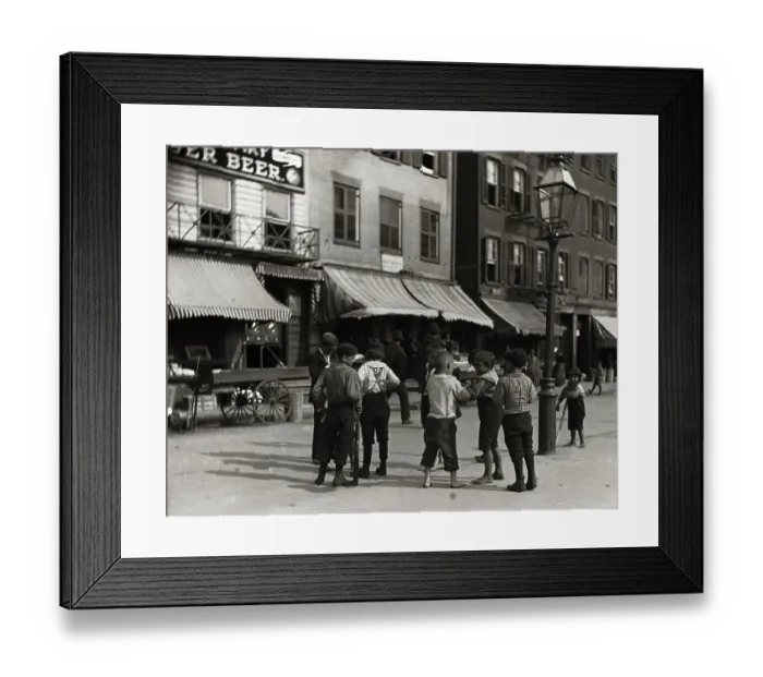 Framed Print : Group of Young Boys Playing Baseball on Mulberry Street Framed Print : Group of Young Boys Playing Baseball on Mulberry Street