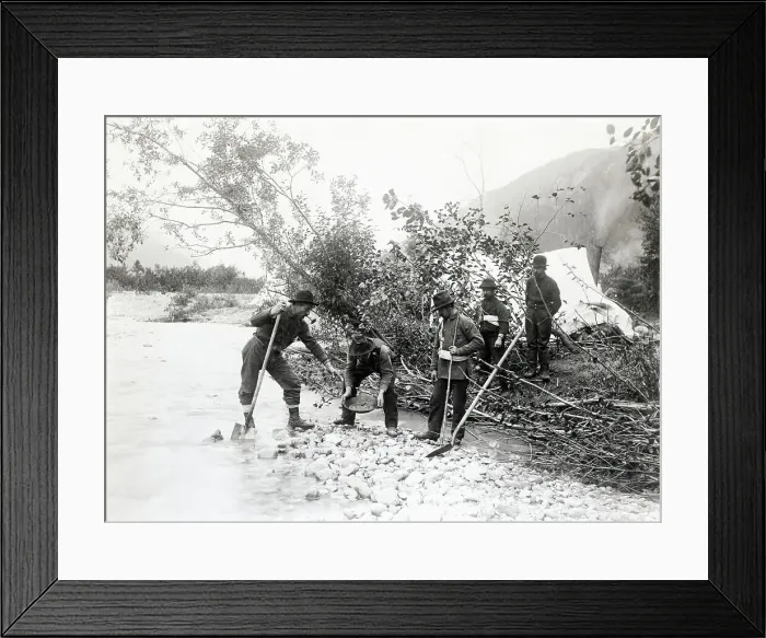 Framed Print : Klondike Miners Washing Out Gold 1897 Framed Print : Klondike Miners Washing Out Gold 1897