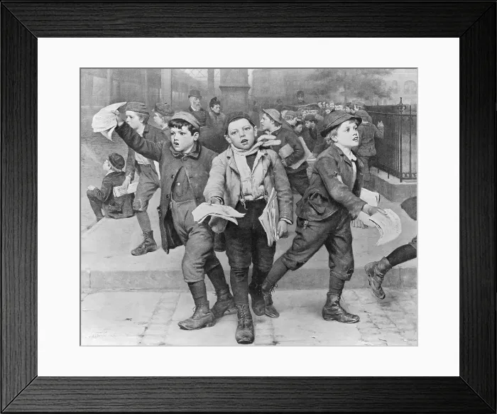 Framed Print : Newsboys Going on Their Routes Framed Print : Newsboys Going on Their Routes