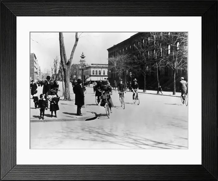 Framed Print : People Bicycling On Fifth Avenue Framed Print : People Bicycling On Fifth Avenue