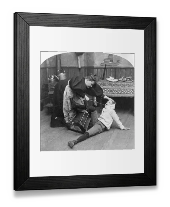 Framed Print : Mother Pulling Out Son's Bad Tooth Framed Print : Mother Pulling Out Son's Bad Tooth