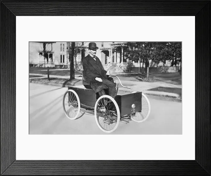 Framed Print : Henry Ford Driving His First Automobile Framed Print : Henry Ford Driving His First Automobile