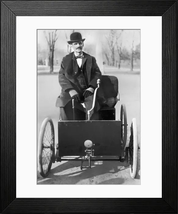 Framed Print : Henry Ford Seated In His First Ford Auto Framed Print : Henry Ford Seated In His First Ford Auto