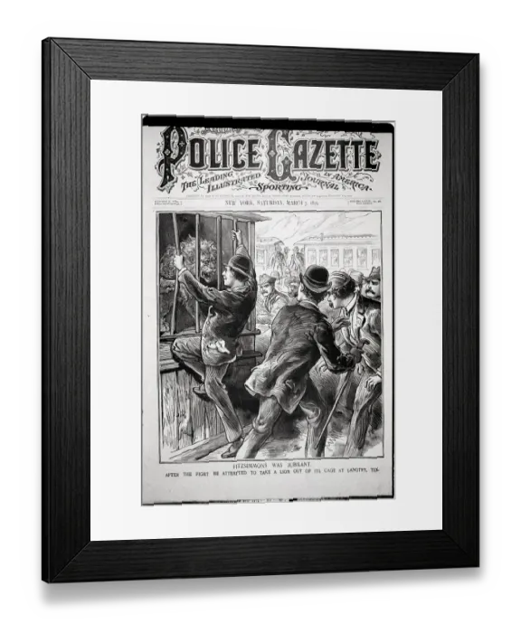 Framed Print : Bob Fitzsimmons Bending Lion Cage Framed Print : Bob Fitzsimmons Bending Lion Cage