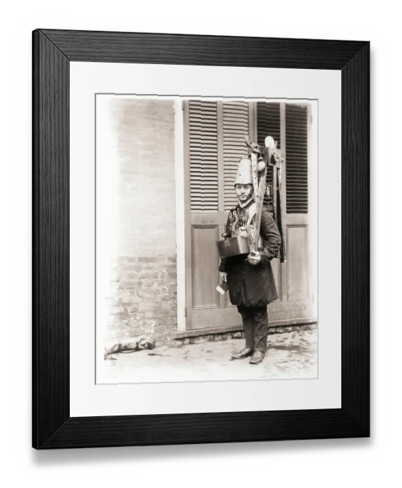 Framed Print : Scissor Grinder Carrying His Tools Framed Print : Scissor Grinder Carrying His Tools