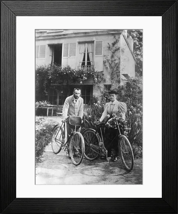 Framed Print : Pierre and Marie Curie with Bicycles Framed Print : Pierre and Marie Curie with Bicycles