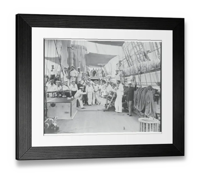 Framed Print : Commander George White Aboard Ship with Sailors Framed Print : Commander George White Aboard Ship with Sailors