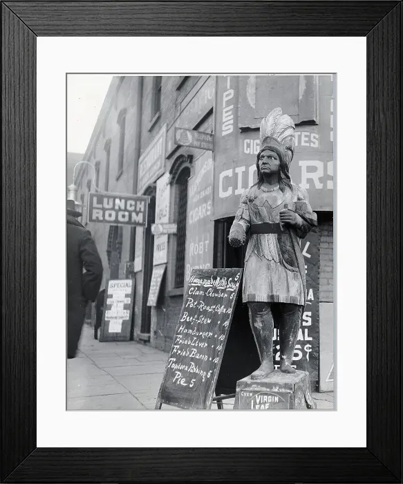 Framed Print : Wooden Native Am Statue In Front