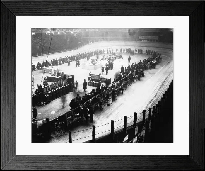 Framed Print : Early Bicycle Race in Madison Square Garden