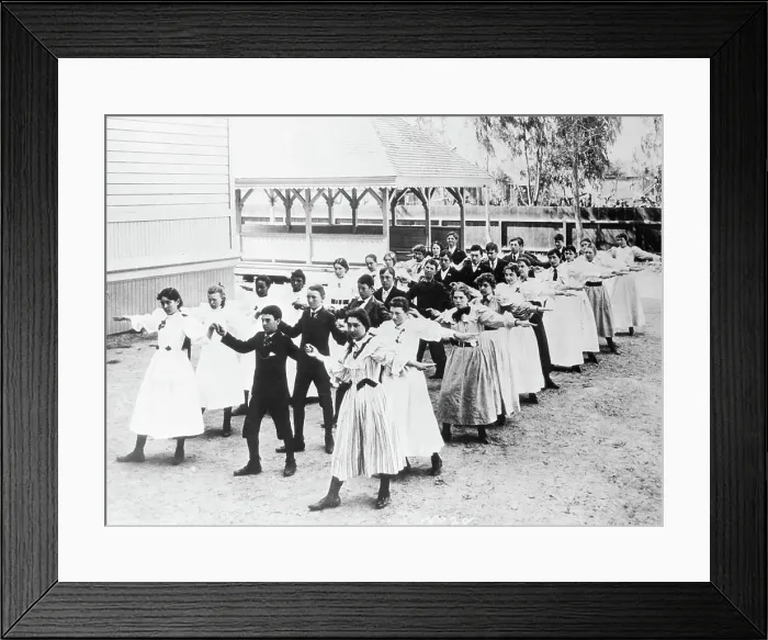 Framed Print : Students Exercise Outdoors Framed Print : Students Exercise Outdoors