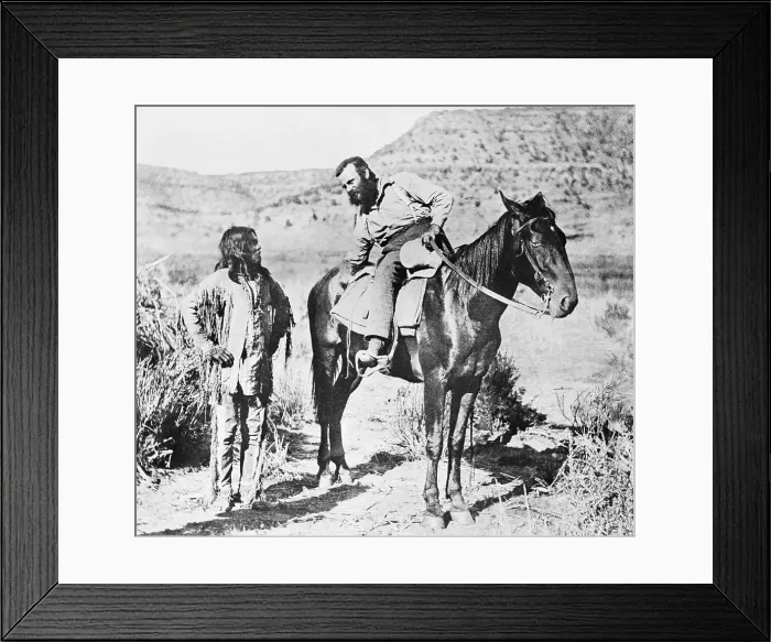 Framed Print : Major John Wesley Powell, on horse, gett Framed Print : Major John Wesley Powell, on horse, gett