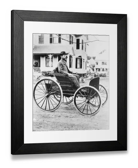 Framed Print : Charles E. Duryea in Horseless Carriage