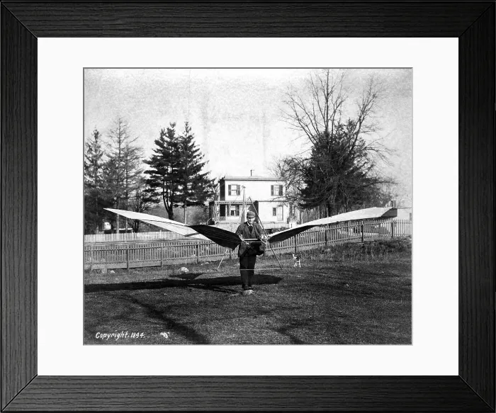 Framed Print : Herring with His Experimental Glider Framed Print : Herring with His Experimental Glider