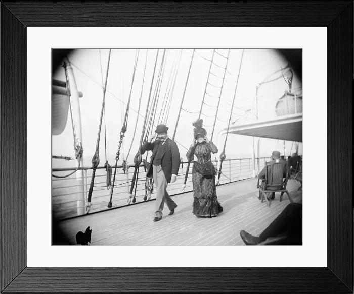 Framed Print : Couple Promenading Aboard Teutonic Framed Print : Couple Promenading Aboard Teutonic