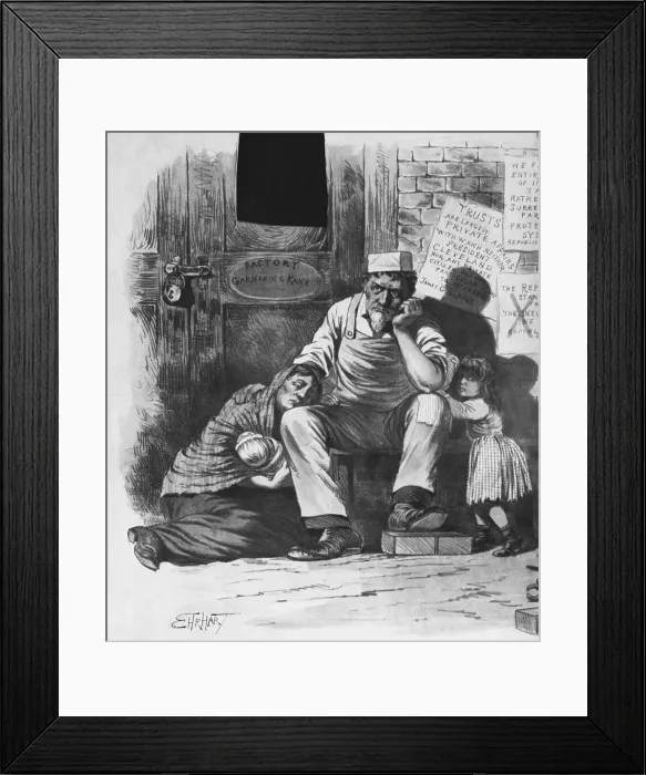 Framed Print : Family Resting Outside Factory Door Framed Print : Family Resting Outside Factory Door