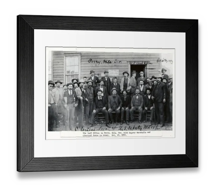 Framed Print : Early Territory Government Employees Posing in Front of Building Framed Print : Early Territory Government Employees Posing in Front of Building