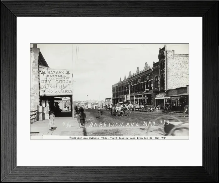 Framed Print : Pedestrians and Buggies on Early American Town Street Framed Print : Pedestrians and Buggies on Early American Town Street