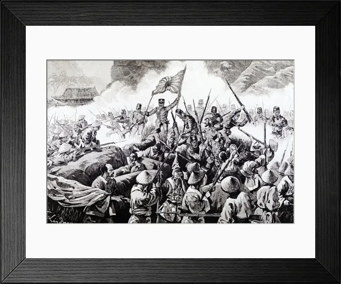 Framed Print : Japanese Enter China Crossing River;Wood Framed Print : Japanese Enter China Crossing River;Wood
