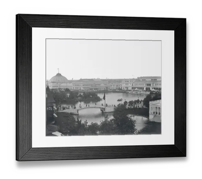 Framed Print : Fair Goers Crossing Bridge