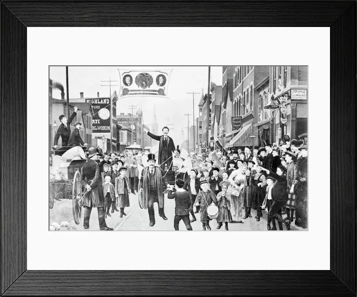 Framed Print : Election Parade Lithograph Supporting Grover Cleveland Framed Print : Election Parade Lithograph Supporting Grover Cleveland