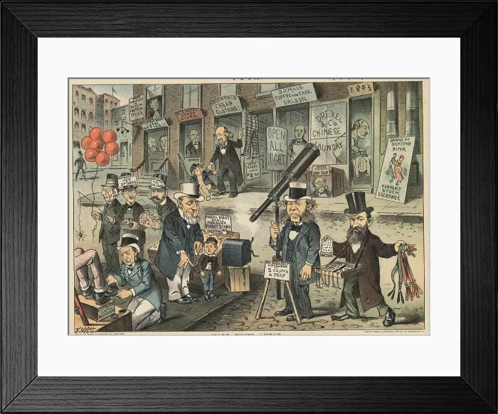 Framed Print : Gloomy Cartoon on Woes of Wall Street Condition Framed Print : Gloomy Cartoon on Woes of Wall Street Condition