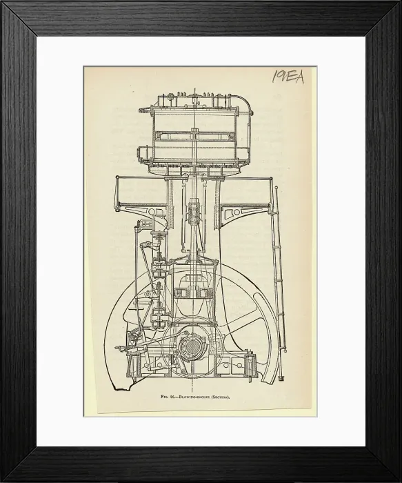 Framed Print : Illustrated Section of Blowing Engine Framed Print : Illustrated Section of Blowing Engine