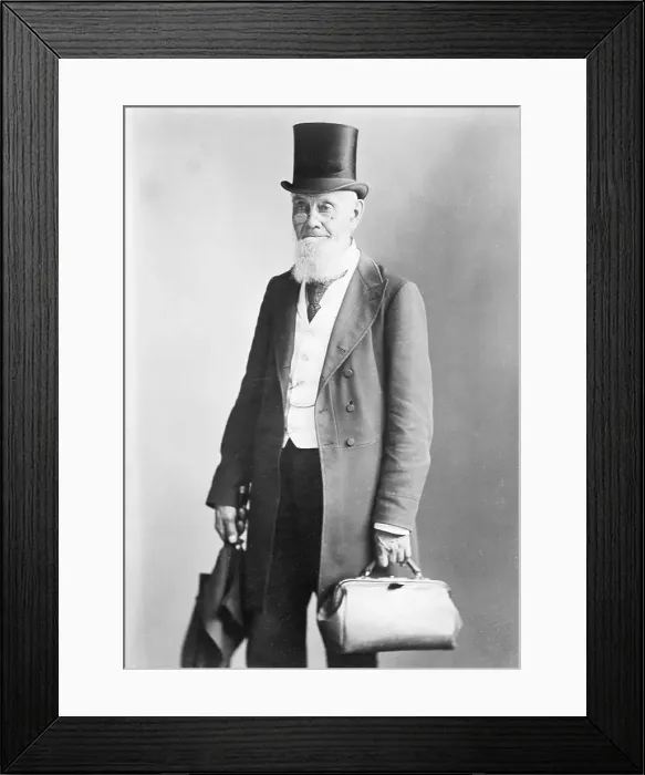 Framed Print : Doctor Holding Bag and Umbrella Framed Print : Doctor Holding Bag and Umbrella