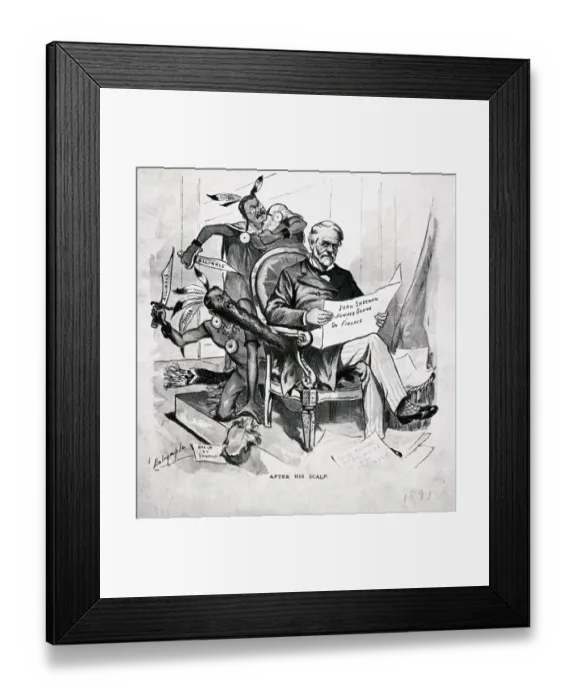 Framed Print : Cartoon of John Sherman Framed Print : Cartoon of John Sherman