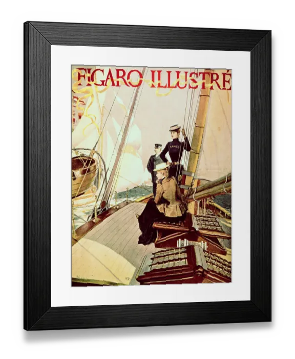 Framed Print : Cover of Figaro Illustre Showing a Yachting Scene Framed Print : Cover of Figaro Illustre Showing a Yachting Scene