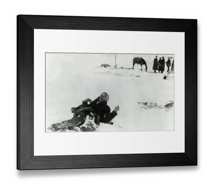 Framed Print : Big Foot Lying in Snow Near Soldiers Framed Print : Big Foot Lying in Snow Near Soldiers