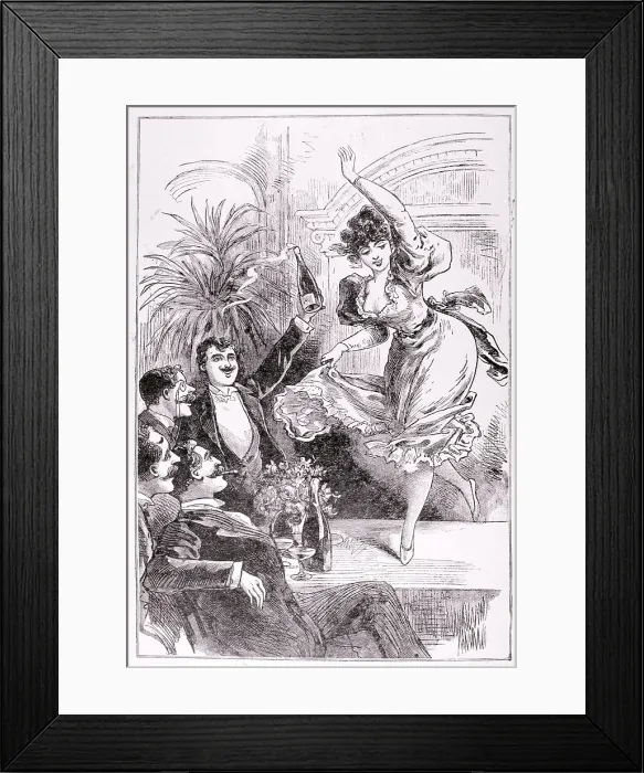 Framed Print : Drawing of a Woman Party Goer Dancing on Pool Table Framed Print : Drawing of a Woman Party Goer Dancing on Pool Table