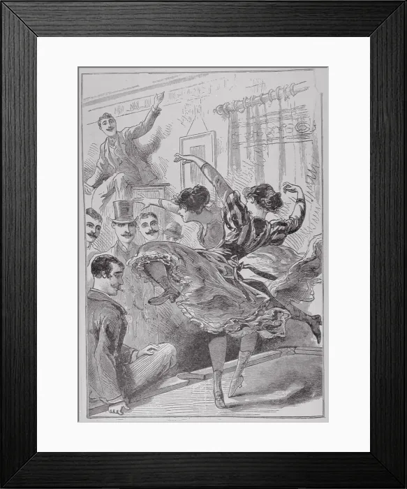 Framed Print : Drawing of Two Women Party Goers Dancing on Pool Table Framed Print : Drawing of Two Women Party Goers Dancing on Pool Table