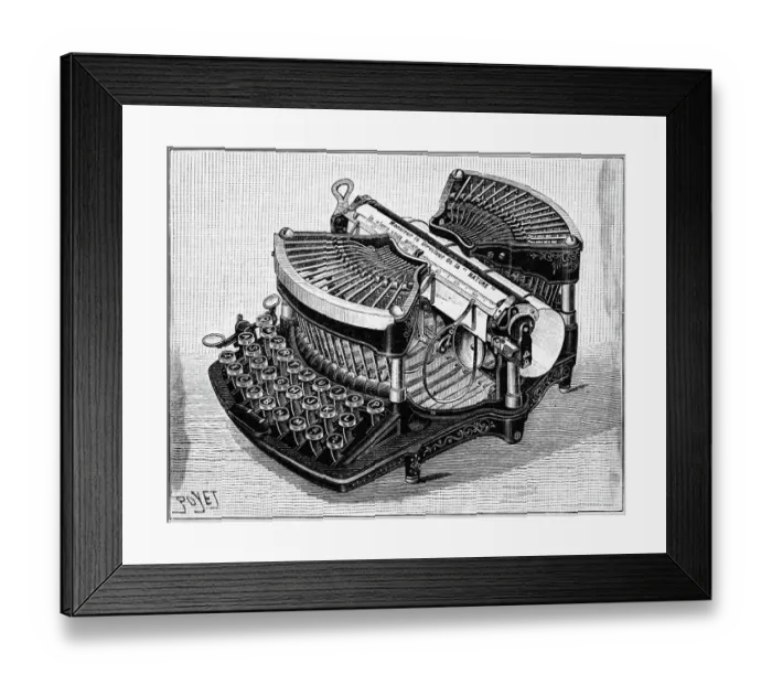 Framed Print : Engraving of the Williams Typewriter by E. Poyet Framed Print : Engraving of the Williams Typewriter by E. Poyet