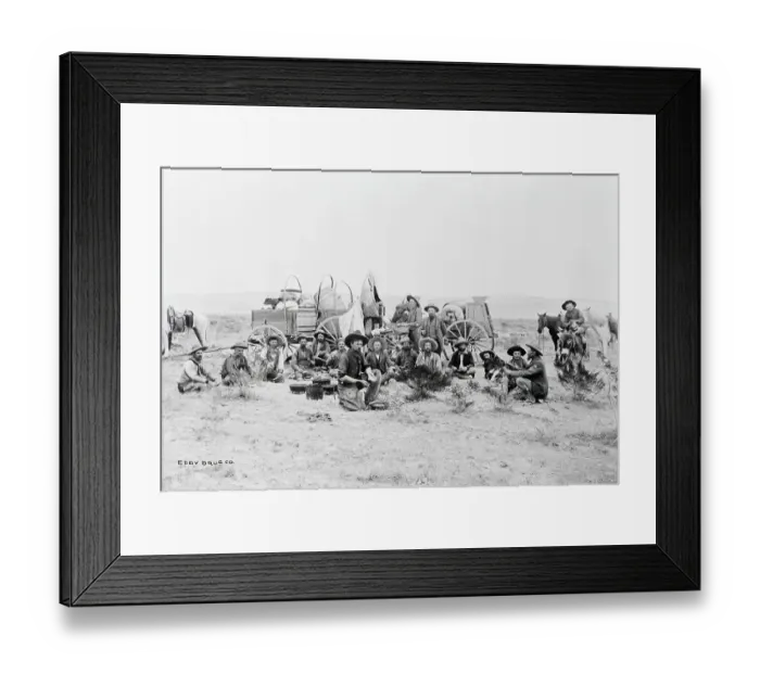 Framed Print : Cowboys Around The Chuck Wagon