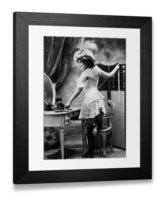 Framed Print : Woman Tying Corset Framed Print : Woman Tying Corset