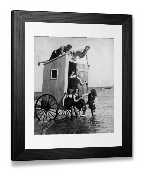 Framed Print : People Cavorting Around a Bathing Wagon Framed Print : People Cavorting Around a Bathing Wagon