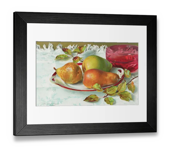 Framed Print : Still Life Painting of Pears Framed Print : Still Life Painting of Pears