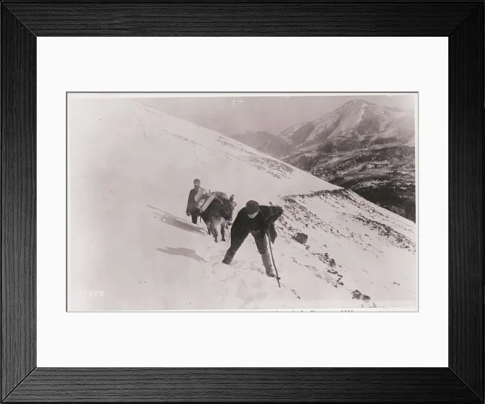 Framed Print : Two Men Climbing Mountain