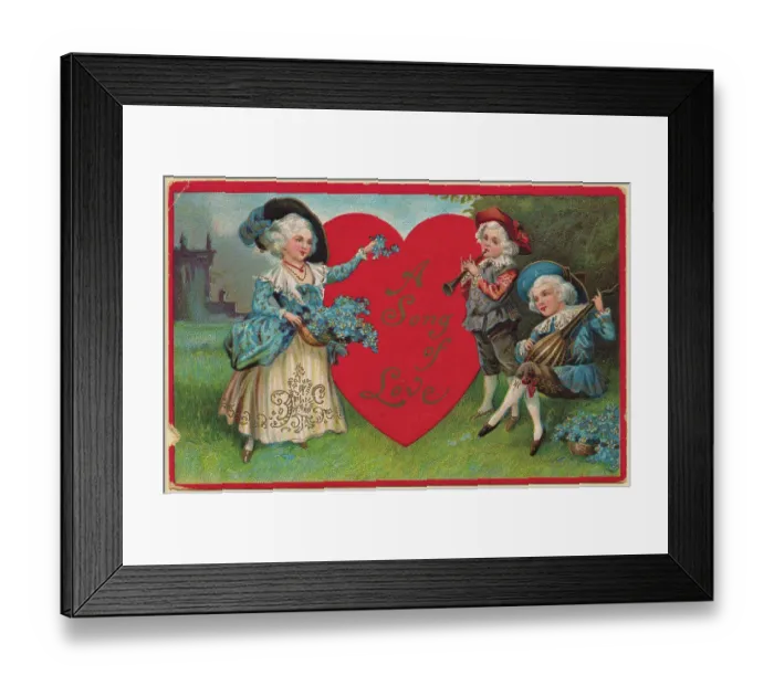 Framed Print : Two Young Men Playing Music to Lady of Their Affection Framed Print : Two Young Men Playing Music to Lady of Their Affection