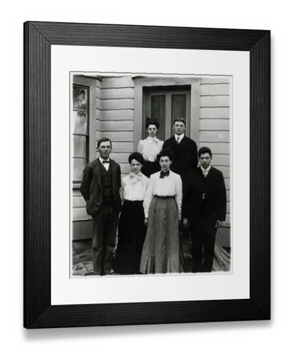 Framed Print : Students Standing at School Doorway Framed Print : Students Standing at School Doorway
